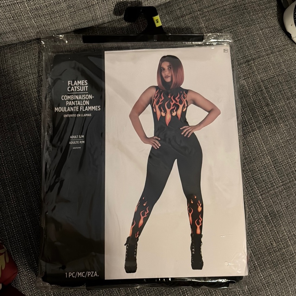 Flames Catsuit - Black and Orange